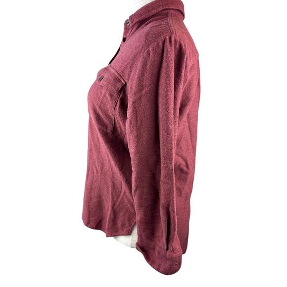 Madewell Flannel Flap Pocket Oversized Ex Boyfriend Shirt Dusty Burgundy Small - Picture 5 of 13